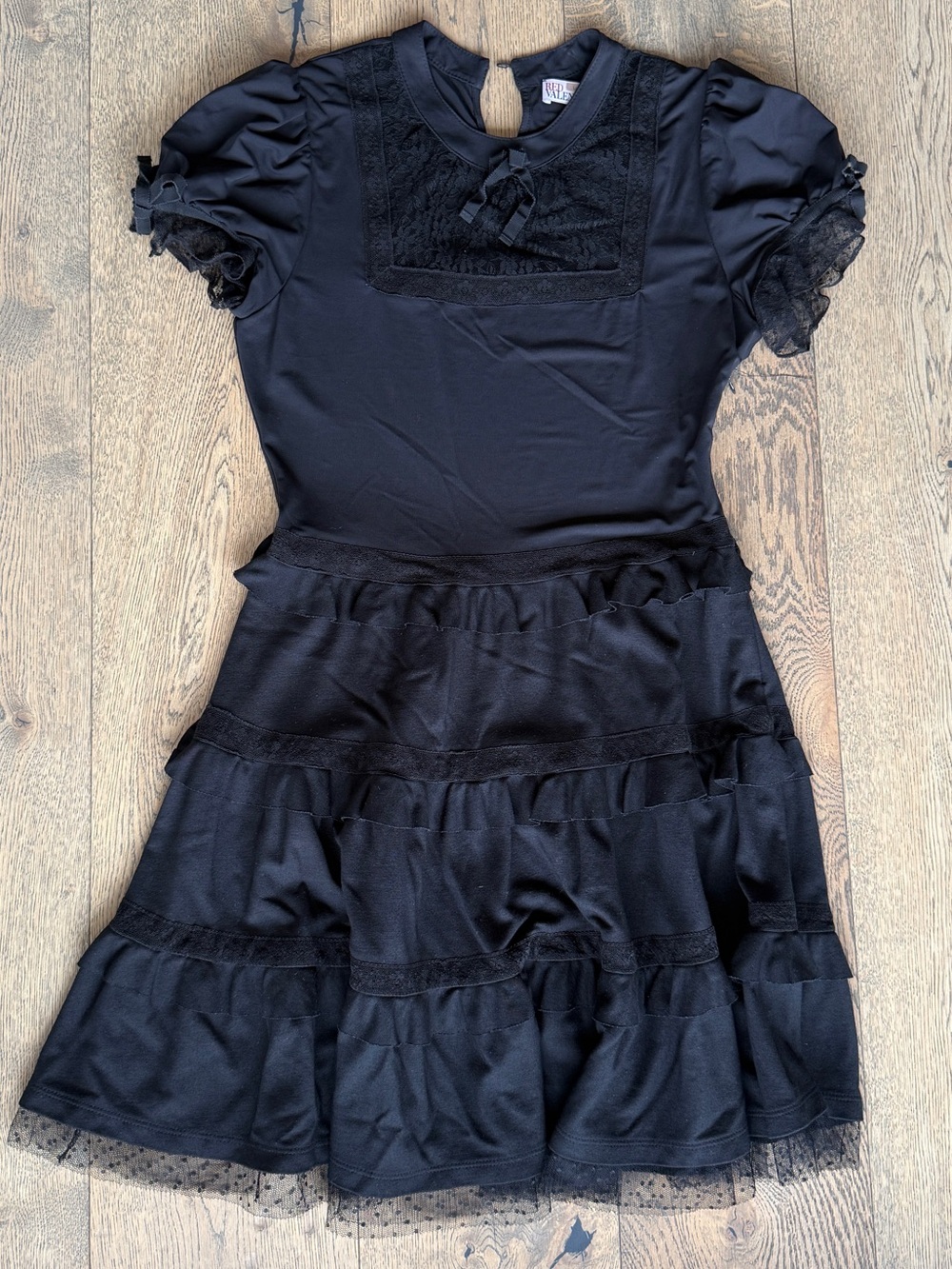 Vintage RED Valentino Black Ruffle Dress | Size L - Picture 2 of 5